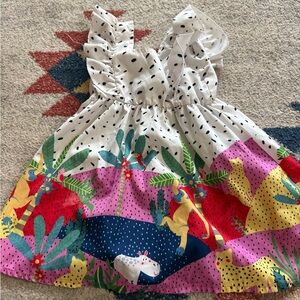 Colorful Animal Print Kids Casual Dress